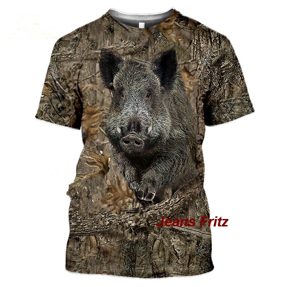 Wildman Hunting & Outdoor Vanderbijlpark - メンズ半袖Tシャツ,カモフラージュ,動物,野生,3D,夏,レジャー,ファッショナブル,ストリート,2023