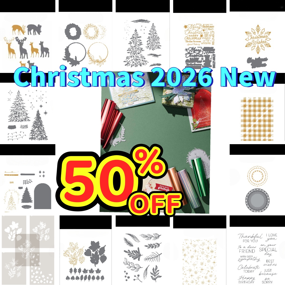 Elk Bugle Call - クリスマスツリー、エルク、葉、金属製カッティングダイ、クリアスタンプ、ホットフォイルステンシル、DIYスクラップブッククラフトデコレーションエンボス加工用、2026年新作