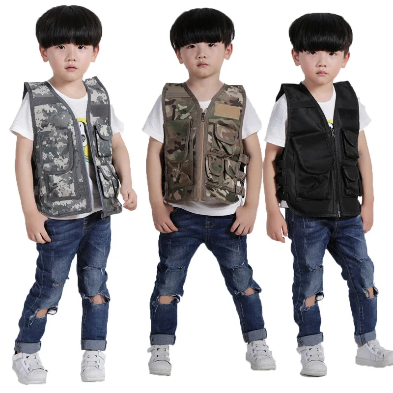 Hunting Outdoor Boys - 子供屋外 CS ベスト子供軍事戦闘訓練キャンプ狩猟射撃保護ギア多機能戦術チョッキ