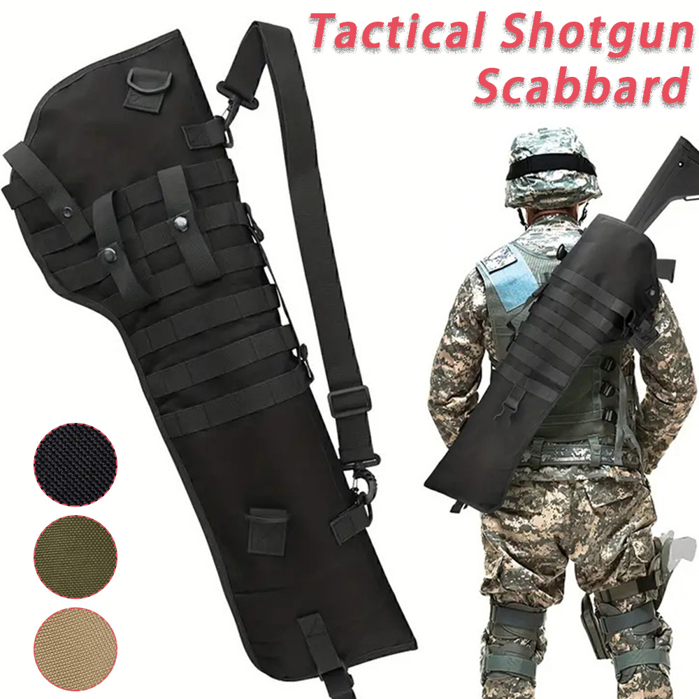 Hunting Outdoor Stores - タクティカルライフル鞘パッド入りショットガンホルスター＆オープンタイプスリングバッグ、調節可能なショルダーストラップ付き、クイックドローキャリー用