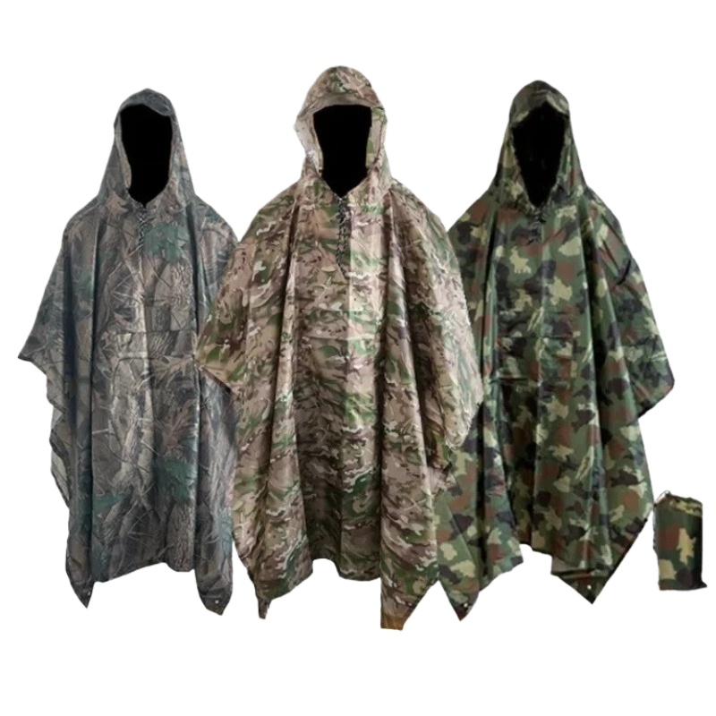 Hunting Outdoor Boys - 多目的ポータブル大人用屋外防水レインコート迷彩ポンチョバードウォッチングハンティングハイキングフィッシング登山