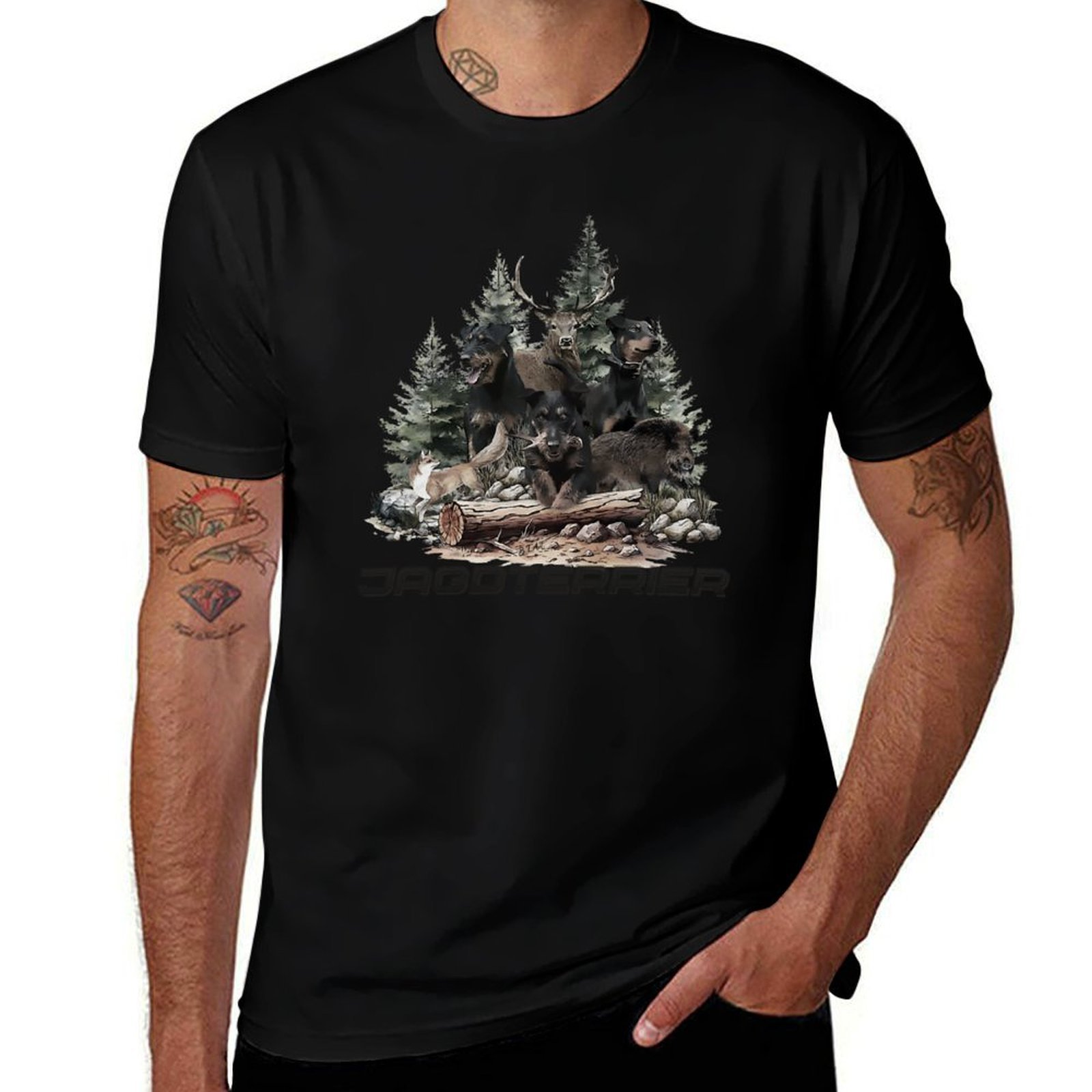 Wildman Hunting & Outdoor Vanderbijlpark - ジャーマン・ハンティング・テリアは野生の狩猟の仲間です Tシャツ 高弾性スポーツTシャツ