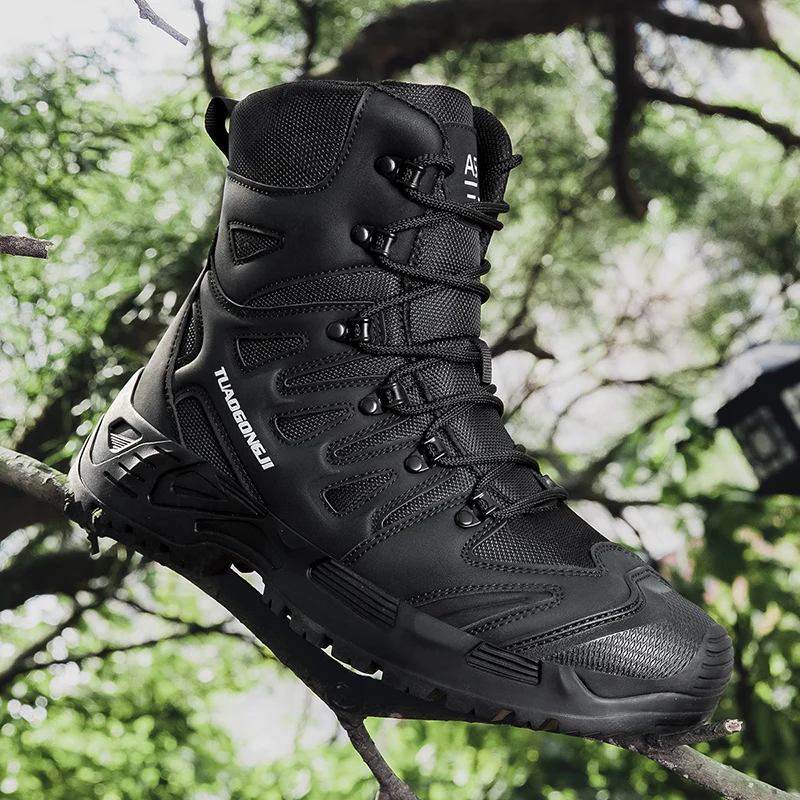 Hunting Outdoor Stores - 男性の屋外ハイキング戦術ブーツ足首デザートブーツスポーツ登山靴軍事作業防水作業安全狩猟靴