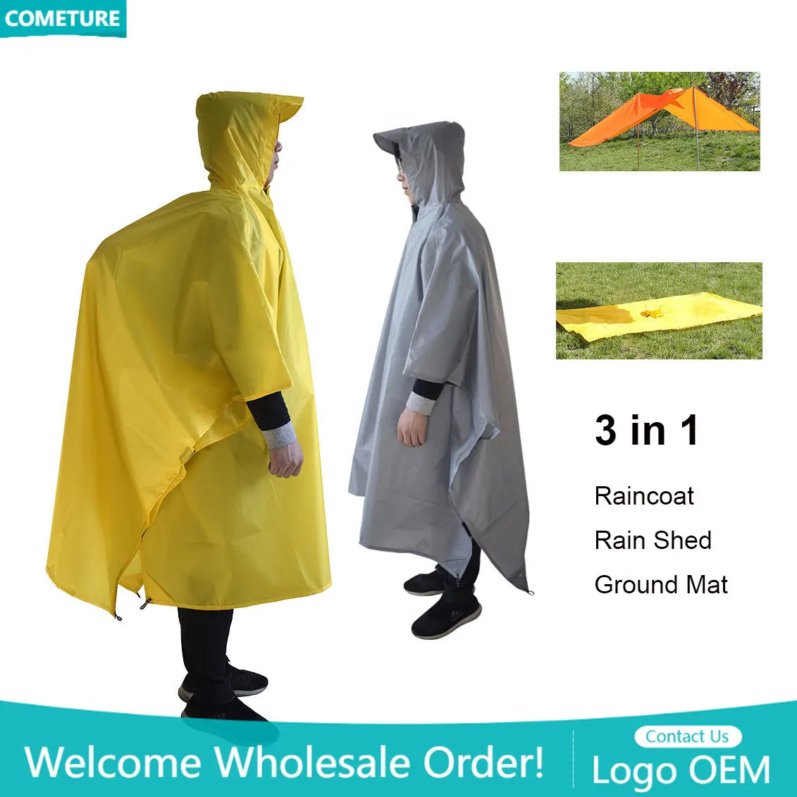 Hunting Camp Outdoor Supplies - レインコート 3 で 1 ハイキングポンチョ防水屋外キャンプ狩猟ハイキング雨小屋マット日よけシェルターポータブルギア供給