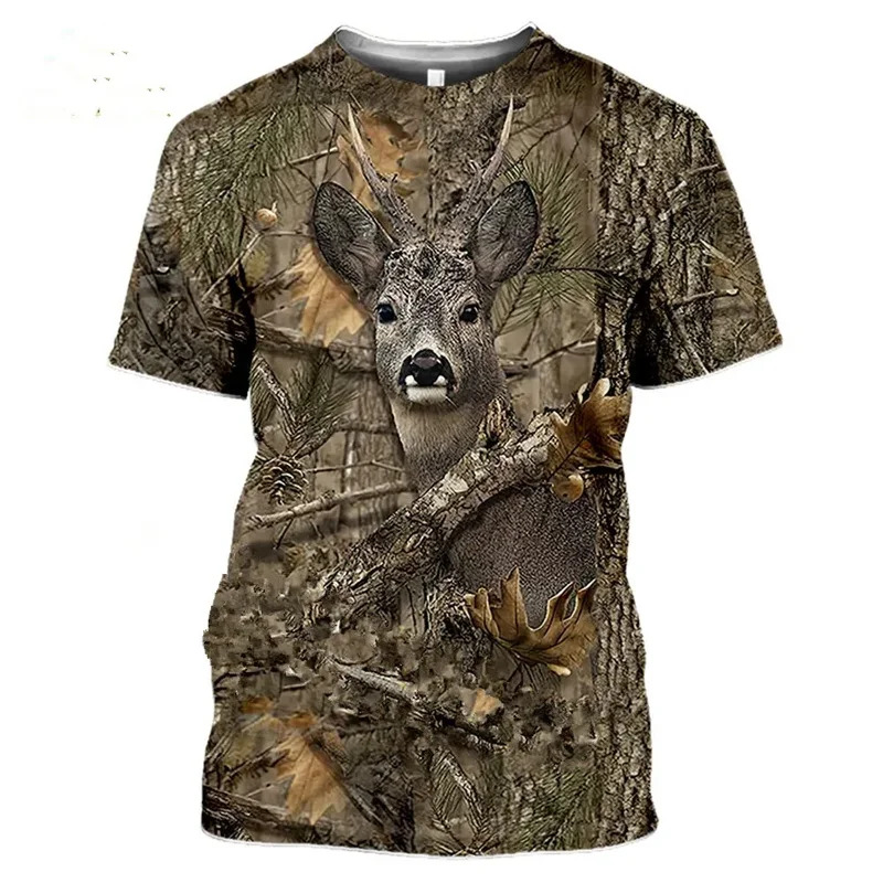 Wildman Hunting & Outdoor Vanderbijlpark - 2026 迷彩狩猟動物イノシシ 3d Tシャツ夏カジュアルメンズ Tシャツファッションストリート女性のプルオーバー半袖